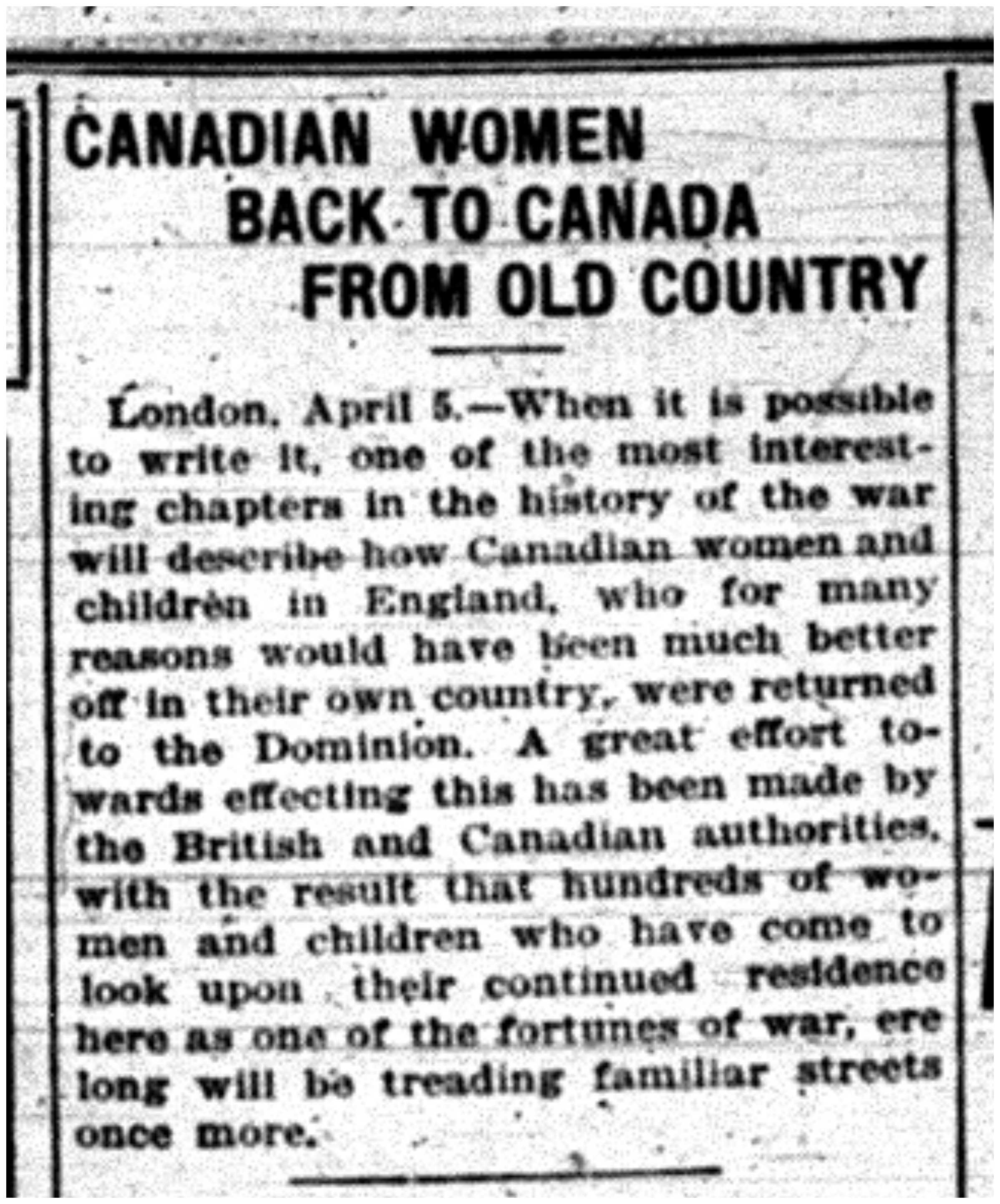 "Canadian Women Back to Canada from Old Country"