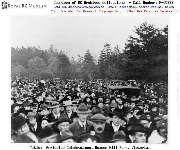 Armistice Celebrations in Beacon Hill Park