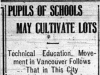 "Pupils of Schools May Cultivate Lots"