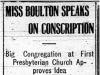 "Miss Boulton Speaks on Conscription"