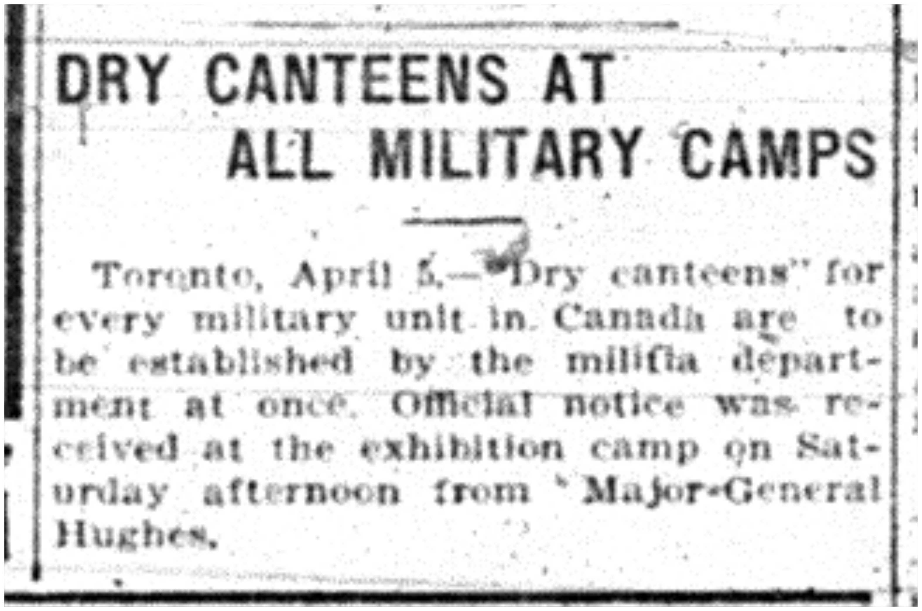 Dry Canteens 1915