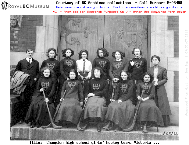 A Champion Girls' Hockey Team from Victoria High School