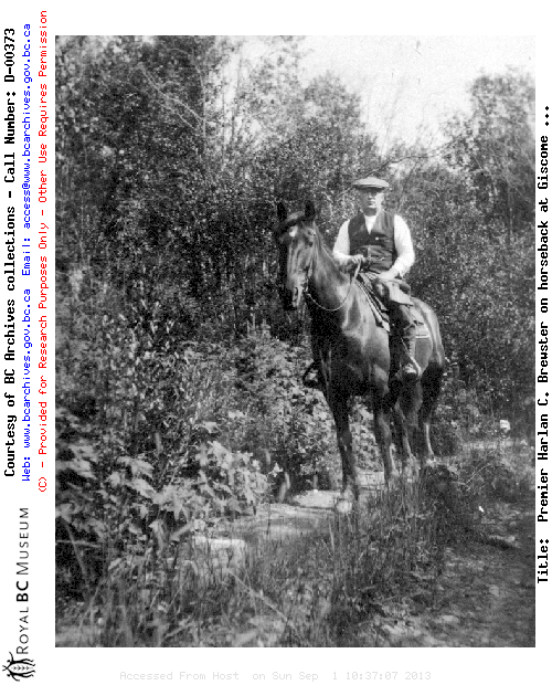Premier Harlan C. Brewster on Horseback