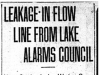 "Leakage In Flow Line From Lake Alarms Council"