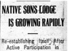 "Native Sons Lodge is Growing Rapidly"