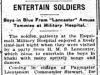 "Entertain Soldiers: Boys in Blue from "Lancaster" Amuse Tommies at Military Hospital"