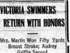 "Victoria Swimmers Return With Honours"