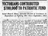 "Victorians Contributed $700, 000 To Patriotic Fund"