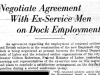 "Negotiate Agreement With Ex-Service Men on Dock Employment"