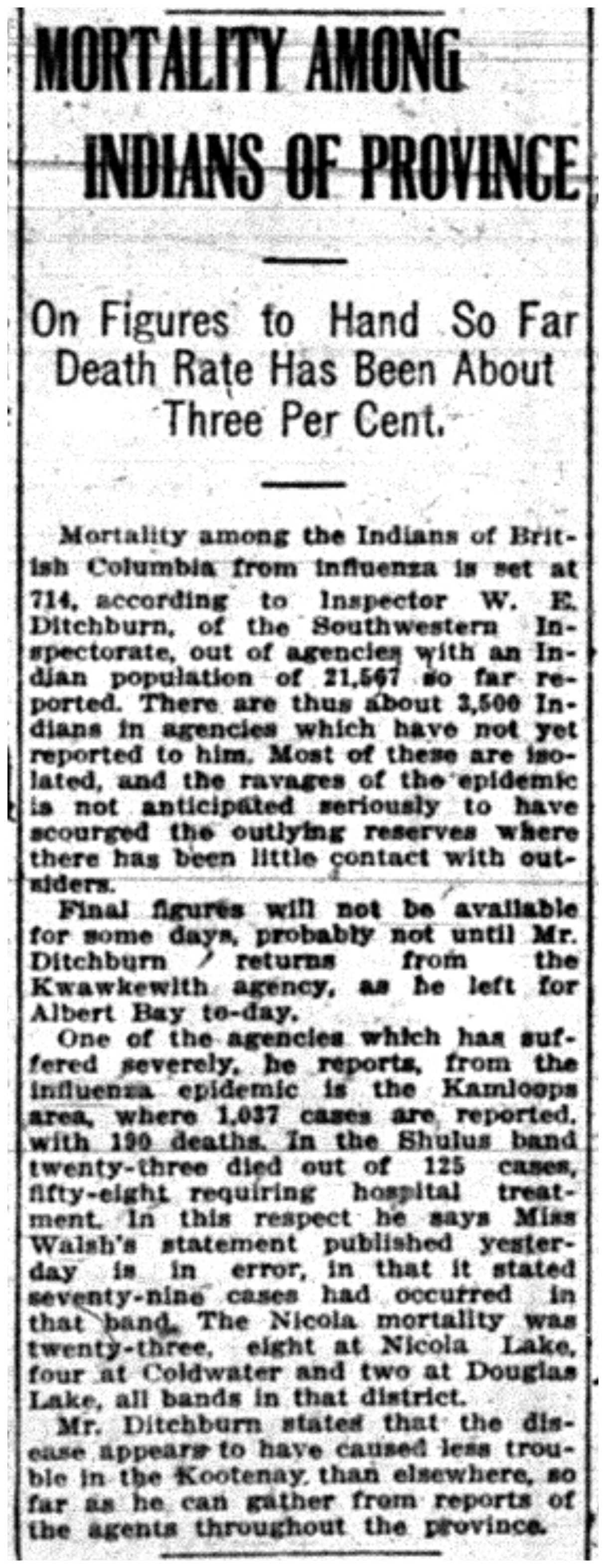 "Mortality Among Indians Of Province"