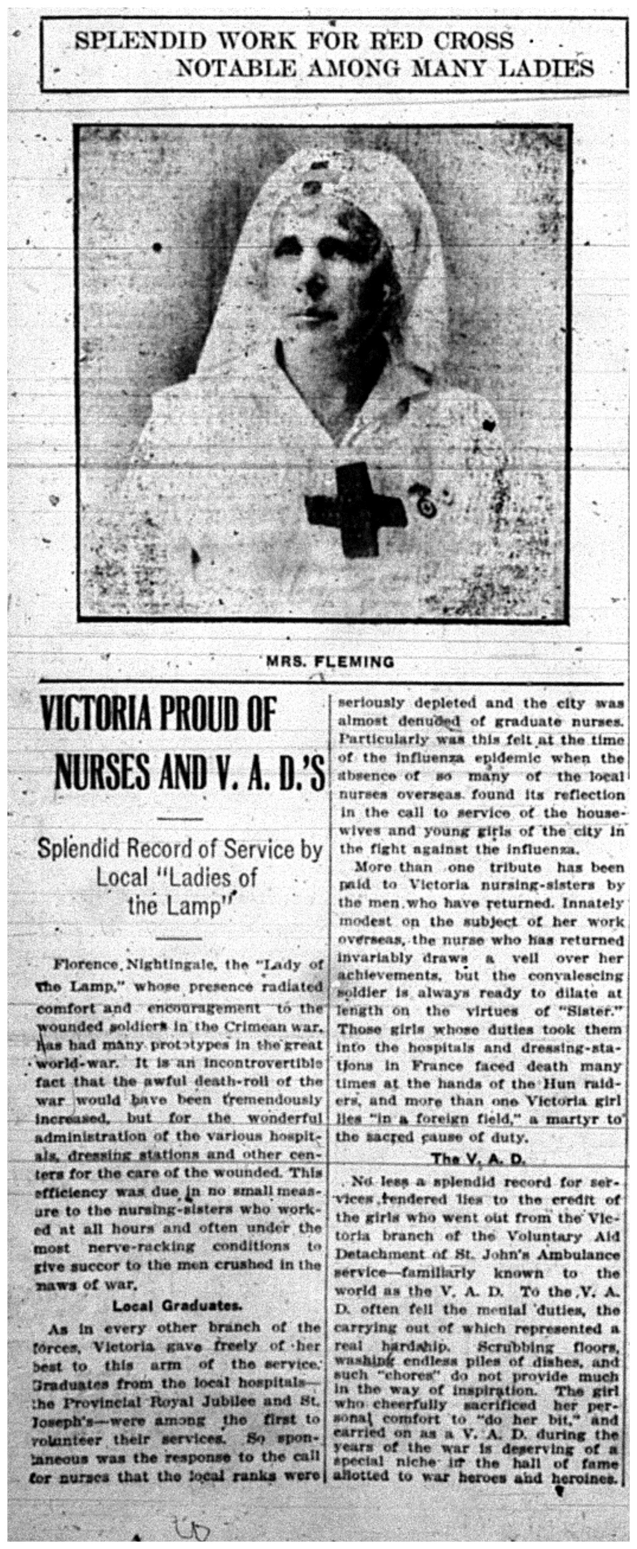 "Victoria Proud of Nurses and V.A.D.'s"