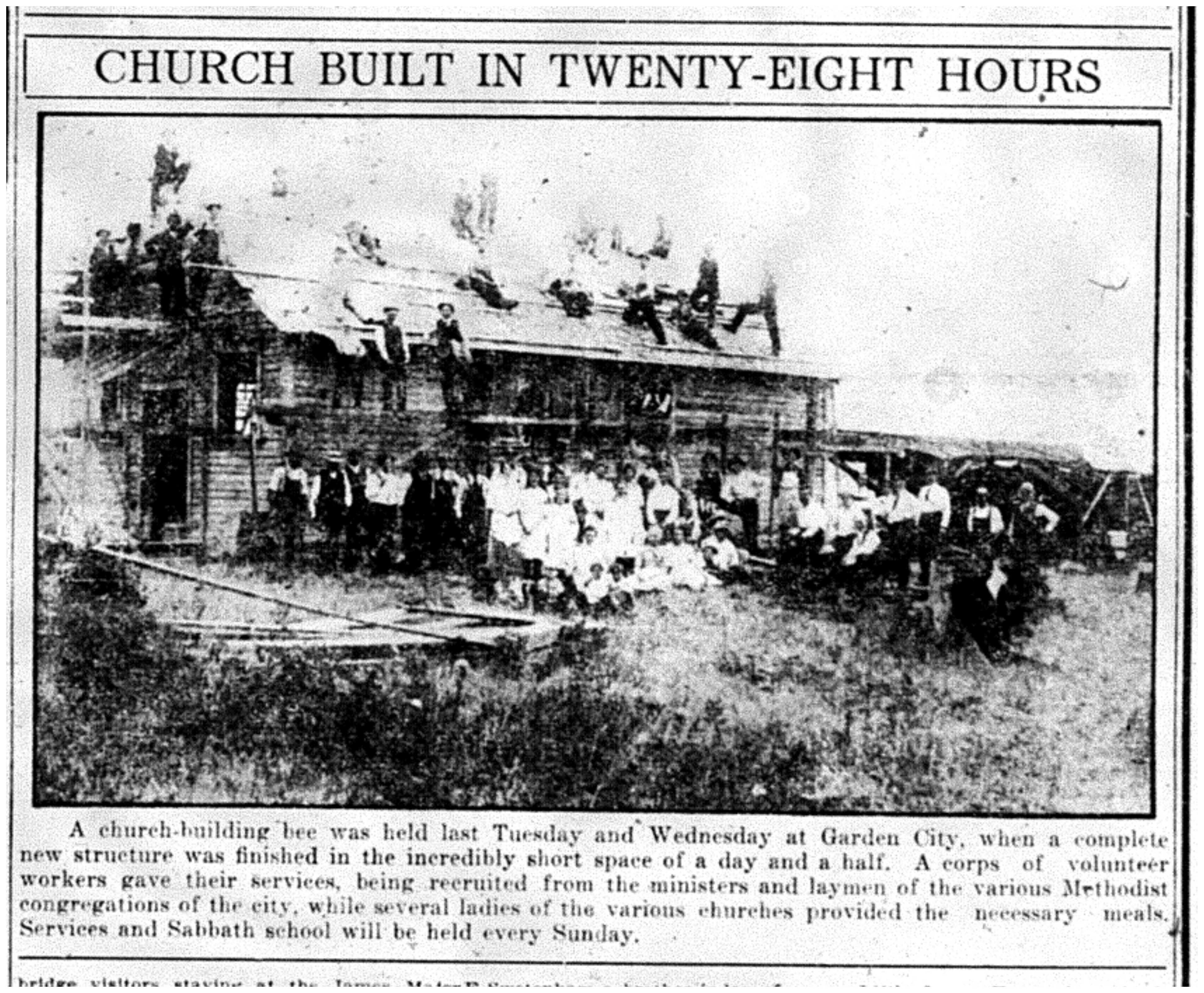 "Church Built in Twenty-Eight Hours"