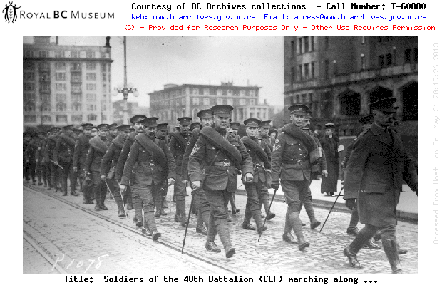 The 48th Battalion in Downtown Victoria