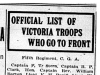 "Offical List of Victoria Troops Who Go to Front"