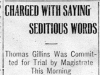 "Charged With Saying Seditious Words"